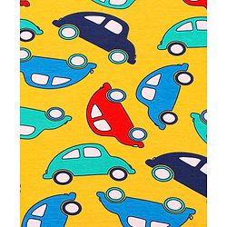 Babyhug Interlock Knit Hooded Towel with Car Print L 76.2 x B 76.2 cm - Yellow
