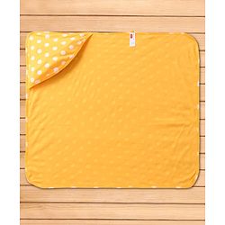 Babyhug Interlock Knit Hooded Wrapper with Polka Dots Print L 76 x B 76 cm - Yellow