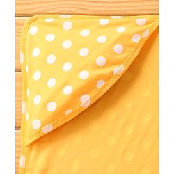 Babyhug Interlock Knit Hooded Wrapper with Polka Dots Print L 76 x B 76 cm - Yellow
