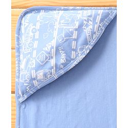 Babyhug Interlock Knit Hooded Wrapper with Vehicle Traffic Print L 76 x B 76 cm - Light Blue