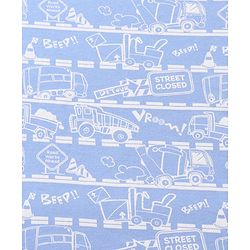 Babyhug Interlock Knit Hooded Wrapper with Vehicle Traffic Print L 76 x B 76 cm - Light Blue