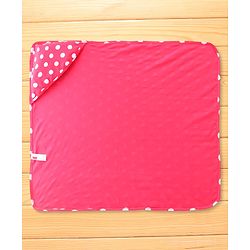 Babyhug 100% Cotton Interlock Knit Polka Dots Hooded Towel L 76 x B 76 cm - Dark Pink