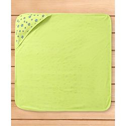 Babyhug Terry Knit Hooded Towel with With Star Print L 30 x B 30 cm - Neon Green