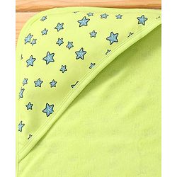 Babyhug Terry Knit Hooded Towel with With Star Print L 30 x B 30 cm - Neon Green