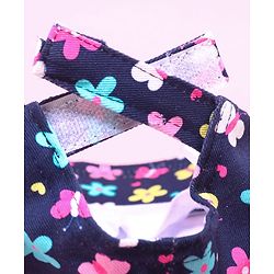 Babyhug 100% Cotton Woven Cap With Floral Print Navy Blue - Diameter 17 cm