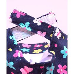 Babyhug 100% Cotton Woven Cap With Floral Print Navy Blue - Diameter 17 cm