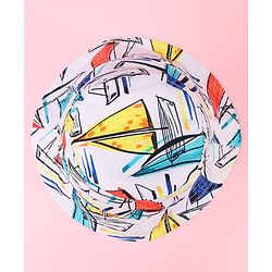 Babyhug Two Layer Bucket Hat with Abstract Print White Orange & Blue - Diameter 18 cm