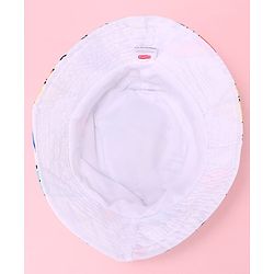 Babyhug Two Layer Bucket Hat with Abstract Print White Orange & Blue - Diameter 18 cm