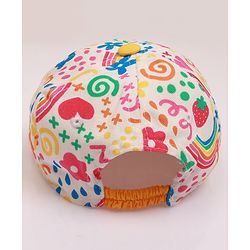 Babyhug Cotton Woven Cap With Floral Print Yellow - Diameter 46 cm