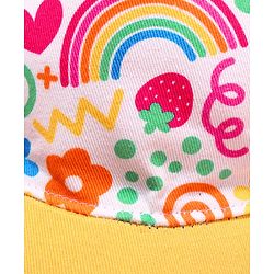 Babyhug Cotton Woven Cap With Floral Print Yellow - Diameter 46 cm