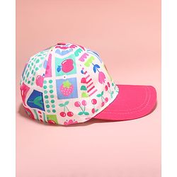 Babyhug Cotton Woven Summer Cap with Floral Print Pink - Diameter 48 cm