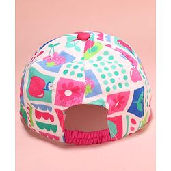 Babyhug Cotton Woven Summer Cap with Floral Print Pink - Diameter 48 cm