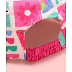 Babyhug Cotton Woven Summer Cap with Floral Print Pink - Diameter 48 cm