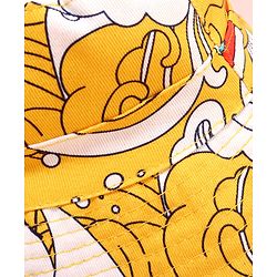 Babyhug Cotton Woven Two Layer Bucket Hat with Beach Theme Print Yellow - Diameter 17 cm