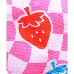 Babyhug Cotton Woven Cap With Checkered Print Pink - Diameter 45 cm