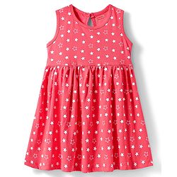 Babyhug Single Jersey Knit Sleeveless Frock with Star Print - Red