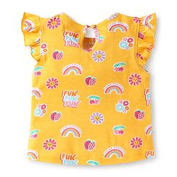Babyhug Cotton Knit Frill Sleeves T-Shirts with Polka Dots & Floral Print Pack of 3 - Purple & Pink