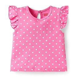 Babyhug Cotton Knit Frill Sleeves T-Shirts with Polka Dots & Floral Print Pack of 3 - Purple & Pink