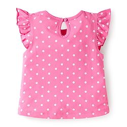 Babyhug Cotton Knit Frill Sleeves T-Shirts with Polka Dots & Floral Print Pack of 3 - Purple & Pink