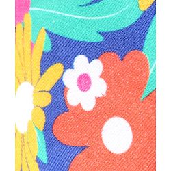 Babyhug Cotton Woven Two Layer Bucket Hat with Floral Print Blue - Diameter 15 cm