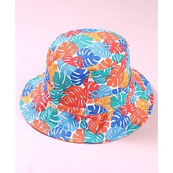 Babyhug Cotton Woven Two Layer Bucket Hat with Leaves Print White - Diameter 17 cm
