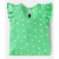 Babyhug Cotton Knit Frill Sleeves T-Shirts with Polka Dots & Floral Print Pack of 3 - Light Green & Pink