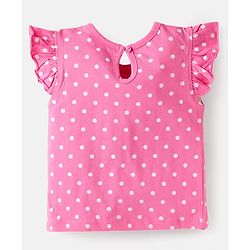 Babyhug Cotton Knit Frill Sleeves T-Shirts with Polka Dots & Floral Print Pack of 3 - Light Green & Pink