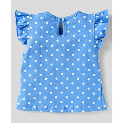 Babyhug Cotton Knit Frill Sleeves T-Shirts With Floral & Polka Dot Print Pack Of 3 - Red & Blue