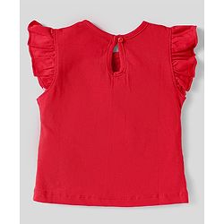 Babyhug Cotton Knit Frill Sleeves T-Shirts With Floral & Polka Dot Print Pack Of 3 - Red & Blue