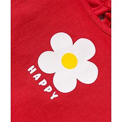 Babyhug Cotton Knit Frill Sleeves T-Shirts With Floral & Polka Dot Print Pack Of 3 - Red & Blue