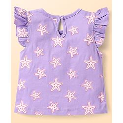 Babyhug Cotton Knit Frill Sleeves T-Shirts With Polka Dot & Sea Life Print Pack Of 3 - Pink & Purple