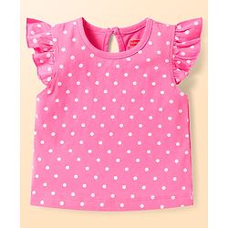 Babyhug Cotton Knit Frill Sleeves T-Shirts With Polka Dot & Sea Life Print Pack Of 3 - Pink & Purple
