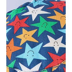 Babyhug 100% Cotton Woven Two Layer Bucket Hat Star Print Navy- Diameter 17 cm