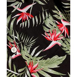 Babyhug Cotton Woven Half Sleeves Shirt & Denim Shorts Set with Leaves Print - Black