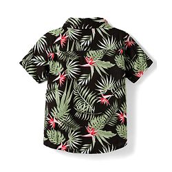 Babyhug Cotton Woven Half Sleeves Shirt & Denim Shorts Set with Leaves Print - Black