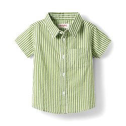 Babyhug Cotton Woven Half Sleeves Shirts and Shorts Set with Stripes - Light Green