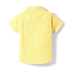 Babyhug Cotton Woven Half Sleeves Striped Shirt & Denim Shorts Set - Yellow & Blue