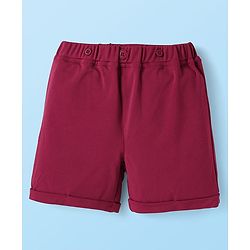 Babyhug Knit Half Sleeves Car Printed Shirt & Shorts Set with Bow & Suspender - Maroon & Light Pink