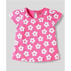 Babyhug Cotton Knit Sleeveless T-Shirts With Floral & Ice- Cream Print Pack Of 3 - Pink Yellow & White