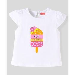 Babyhug Cotton Knit Sleeveless T-Shirts With Floral & Ice- Cream Print Pack Of 3 - Pink Yellow & White