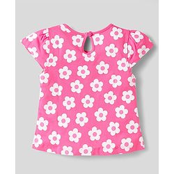 Babyhug Cotton Knit Sleeveless T-Shirts With Floral & Ice- Cream Print Pack Of 3 - Pink Yellow & White