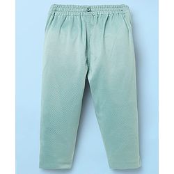 Babyhug Knit Half Sleeves Solid Shirt & Trouser With Bow & Suspender - White & Green