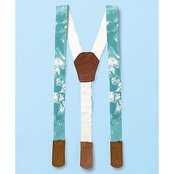 Babyhug Knit Half Sleeves Solid Shirt & Trouser With Bow & Suspender - White & Green