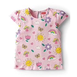 Babyhug Cotton Knit Cap Sleeves T-Shirts with Hearts & Polka Dots Print Pack of 3 - Pink & Lavender