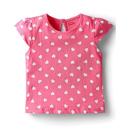 Babyhug Cotton Knit Cap Sleeves T-Shirts with Hearts & Polka Dots Print Pack of 3 - Pink & Lavender