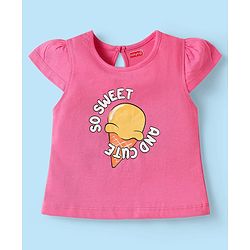 Babyhug Cotton Knit Half Sleeves T-Shirts With Tropical Print Pack Of 3 - Dark Pink Yellow & White