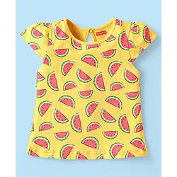 Babyhug Cotton Knit Half Sleeves T-Shirts With Tropical Print Pack Of 3 - Dark Pink Yellow & White