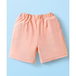 Babyhug Knit Full Sleeves Solid 3 Piece Party Suit With Bow - Peach & White