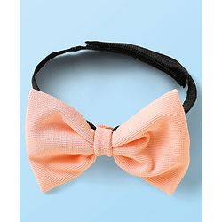 Babyhug Knit Full Sleeves Solid 3 Piece Party Suit With Bow - Peach & White