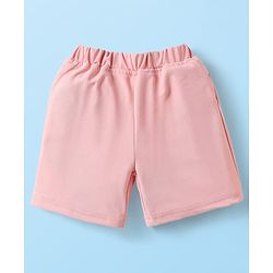 Babyhug Knit Full Sleeves Solid 3 Piece Party Suit With Bow - Peach & White